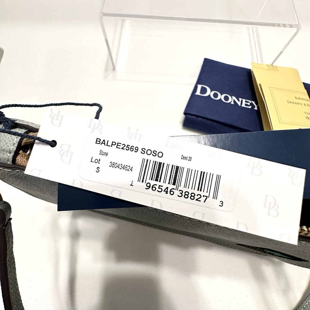 NEW Dooney & Bourke Alpine Demi 20 Purse Shoulder Bag Leather STONE Gray/Blue - Picture 9 of 10